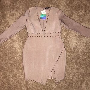 Missguided Bandage Long Sleeve Bodycon Dress